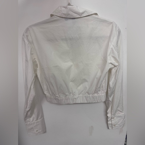 Future Collective White Side Cutout Cropped Poplin Shirt XS - Picture 3 of 3